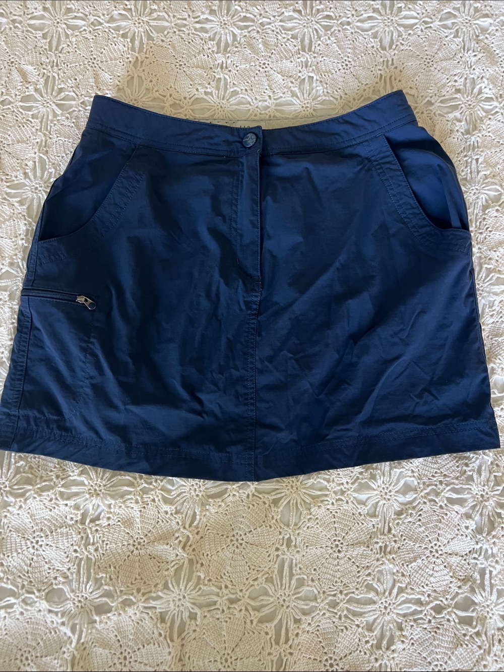 L.L. Bean Navy Outdoor Active Skort with Zip Pocket